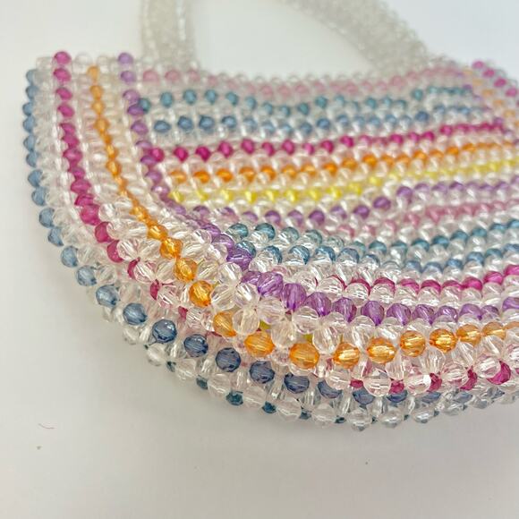 Aqua Samira Striped Beaded Mini Tote Handbag Clear Multicolor Bloomingdales - Picture 4 of 9